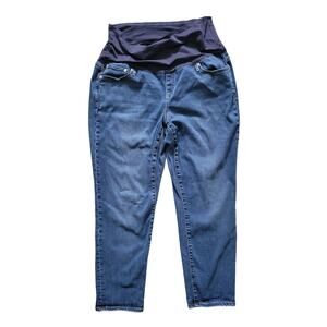 GAP Maternity Best Girlfriend Soft Wear Full Panel Dark Wash Crop Jeans Sz 34R